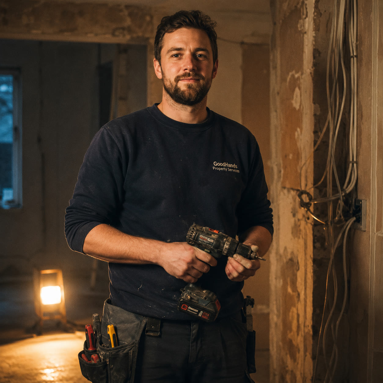 Electrical subcontractor on a refurbishment site